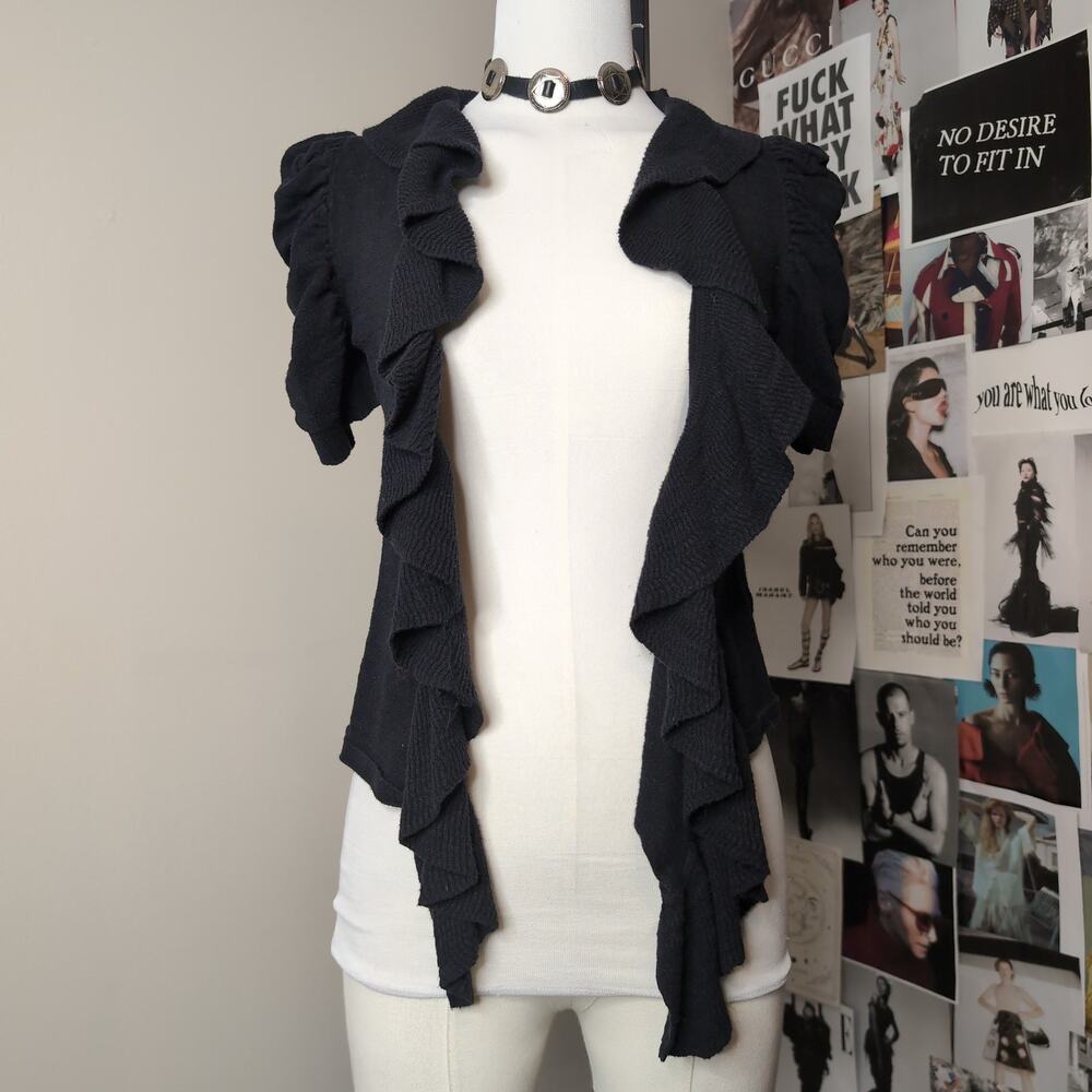 Ruffle Trim Short Sleeve Coquette Cardigan